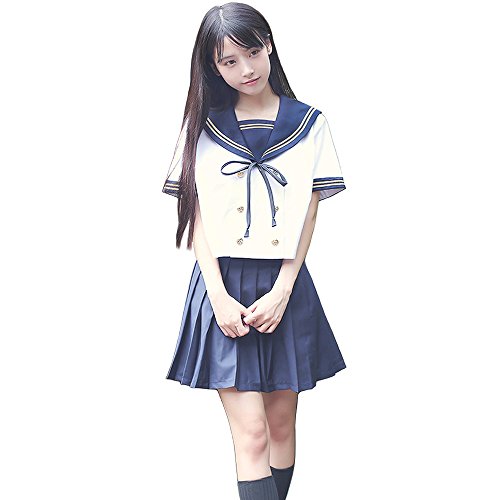 Olanstar Damen Japanische High School Uniform Anime Cosplay JK Kostüm Set Matrosenanzug Für Mädchen Weiß und Marineblau Olanstar Damen Japanische High School Uniform Anime Cosplay JK Kostüm Set Matrosenanzug Für Mädchen Weiß und Marineblau von Olanstar