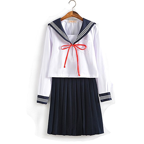 Olanstar Damen Japanische High School Uniform Anime Cosplay JK Kostüm Set Matrosenanzug Für Mädchen Weiß und Marineblau Olanstar Damen Japanische High School Uniform Anime Cosplay JK Kostüm Set Matrosenanzug Für Mädchen Weiß und Marineblau von Olanstar
