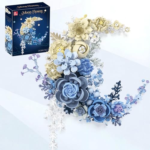 OldPAPA Botanische Blumen Bauset 934 Stück Mondsichel Bouquet Block Serie, Blumen Bausteine Bausatz, Flower Bouquet für Erwachsene Frauen Mädchen, Hübscher Schreibtisch Wanddekor, Schöne von OldPAPA