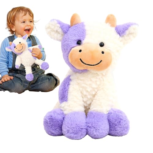 Oldmoom Kuhgefüllte Tier, Plüsch niedliche Kuhpuppe - Realistische weiche Heilung Stofftiere Kuh - Kuschelige süße Plüschpuppe für Mädchen Kinder Kinder Valentinstag Geburtstag Geburtstag von Oldmoom
