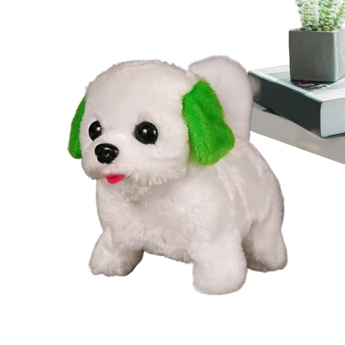 Oldmoom Realistischer Roboterpuppenspielzeug, Walking Dog Toy für Kinder - Roboter Walking Toy Barking Hund Plüschpuppe,Realistische interaktive gefüllte Tierwedel -Begleiter -Haustier zum Geburtstag von Oldmoom