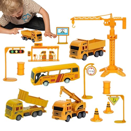 Oldmoom Spielfahrzeuge-Set im Transporter-LKW, Baufahrzeug-Spielset für Kinder,Zurückziehbares BAU-LKW-Technik-Konstruktionsspielzeug - Transport-LKW-Spielzeug-Bagger-Kran-Fahrzeug-Spielset für Oldmoom Spielfahrzeuge-Set im Transporter-LKW, Baufahrzeug-Spielset für Kinder,Zurückziehbares BAU-LKW-Technik-Konstruktionsspielzeug - Transport-LKW-Spielzeug-Bagger-Kran-Fahrzeug-Spielset für von Oldmoom