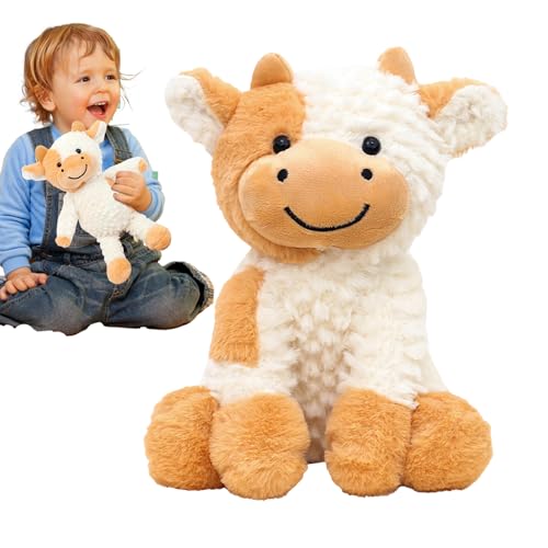 Oldmoom Stofftiere für Babys, Kuhgefüllte Tier - Heilzeug ausgestopfte Tiere - Kuschelige süße Plüschpuppe für Mädchen Kinder Kinder Valentinstag Geburtstag Geburtstag von Oldmoom