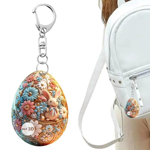 Osterei-Schlüsselanhänger mit Hasen-Design, Schlüsselanhänger für Kinder, hängende Ornamente, Partygeschenke, Klassenzimmer, Auto-Rückspiegel-Anhänger für Jungen und Mädchen von Oldmoom