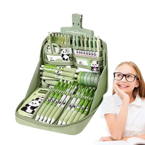 Schulbedarf mit Panda-Motiv, niedliches und ästhetisches Schreibwaren-Set, Notizbuch, Aufkleber, Federmäppchen, Schlüsselanhänger, Etiketten für Schüler und Schulbedarf mit Panda-Motiv, niedliches und ästhetisches Schreibwaren-Set, Notizbuch, Aufkleber, Federmäppchen, Schlüsselanhänger, Etiketten für Schüler und von Oldmoom