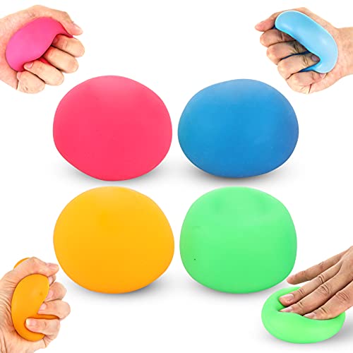 OleOletOy 4 Stück Stressball, Anti Stress Ball Knetball Slow Rising Quatsch Sensory Fidget Fun Toy, Massagebälle Handtrainer, Wurfball Spielzeug für Kinder und Erwachsene von OleOletOy
