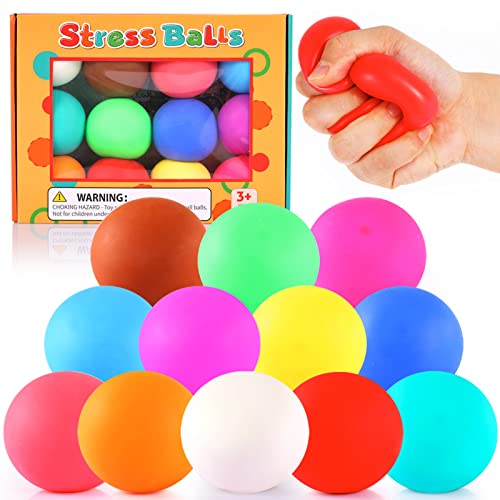 Stress Ball Langsamer Rückprall 12 Pack Fidget Anti Stress Spielzeug - bunt sensorisch weich quetschbarer Füllung, Fingerfertigkeit und Angsttherapie für ADHD/Autismus Kinder und Erwachsene von OleOletOy
