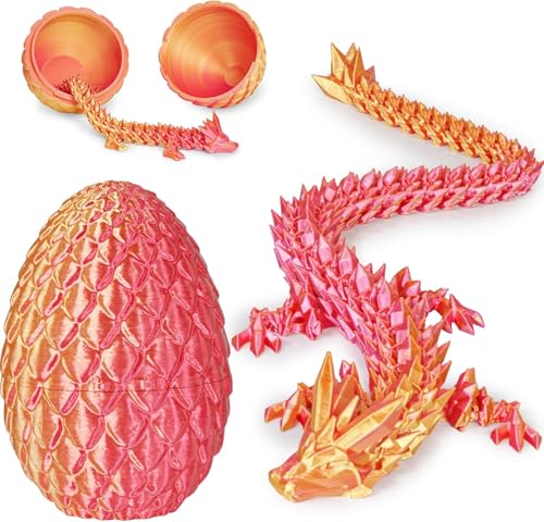 Olee Odee Dracheneier 3D-gedruckte Fidget-Spielzeuge für Erwachsene Überraschungsgeschenke für Kinder Freunde Kollegen Geburtstag Halloween Weihnachten Ostern Festgeschenke (Orange-Rot) von Olee Odee