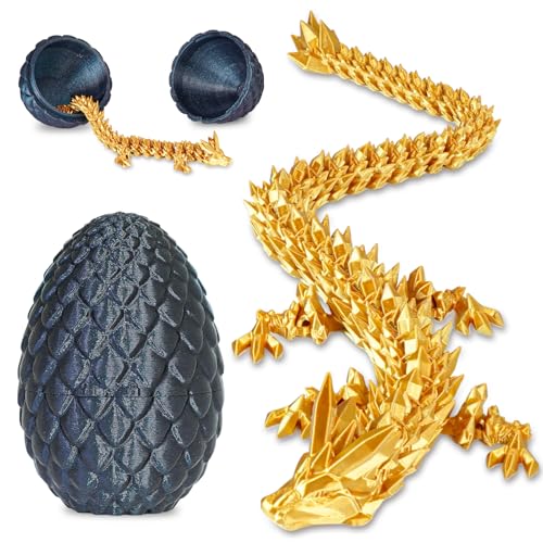 Olee Odee Dracheneier 3D-gedruckte Fidget-Spielzeuge für Erwachsene Überraschungsgeschenke für Kinder Freunde Kollegen Geburtstag Halloween Weihnachten Ostern Festgeschenke (glänzend Schwarz) von Olee Odee