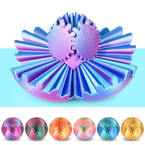 Gear Ball Fidget Spielzeug Steampunk Zahnrad Kugel Stressabbau Sensorisches Spielzeug autistische Kinder Erwachsene 3D Gedruckt Lustiges Geburtstagsgeschenk Weihnachten Ostern (Blau-Rosa,8 cm) von Olee Odee