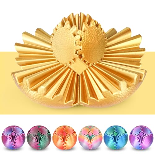 Gear Ball Fidget Spielzeug Steampunk Zahnrad Kugel Stressabbau Sensorisches Spielzeug autistische Kinder Erwachsene 3D Gedruckt Lustiges Geburtstagsgeschenk Weihnachten Ostern (Gold,8 cm) von Olee Odee