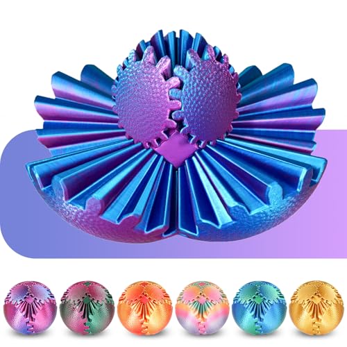 Gear Ball Fidget Spielzeug Steampunk Zahnrad Kugel Stressabbau Sensorisches Spielzeug autistische Kinder Erwachsene 3D Gedruckt Lustiges Geburtstagsgeschenk Weihnachten Ostern (Ombre Lila,8 cm) von Olee Odee