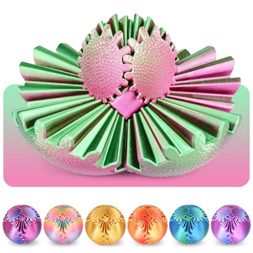 Gear Ball Fidget Spielzeug Steampunk Zahnrad Kugel Stressabbau Sensorisches Spielzeug autistische Kinder Erwachsene 3D Gedruckt Lustiges Geburtstagsgeschenk Weihnachten Ostern (Pflaumen Grün,8 cm) von Olee Odee