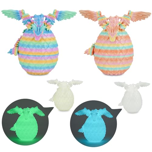 Olee Odee Drachen-Eier Set mit Mini-Drachen im Inneren 3D-gedrucktes Überraschungsspielzeug für Kinder Ostern Weihnachten Geburtstag Abschluss Schulanfang Adventskalender (Glow & Multicolor) von Olee Odee
