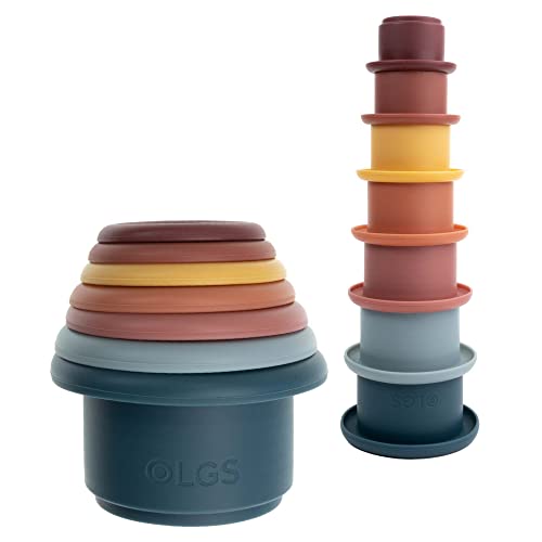 Olgs 7-teiliger Stapelbecher-Turm aus Silikon - Ideales Lernspielzeug für Kinder ab 6 Monaten zur Förderung von Motorik und Konzentration von Olgs
