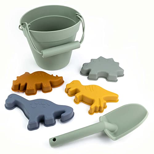 Olgs Dino Sandspielzeug Set Silikon 6-teilig - Eimer, Schaufel, Dinosaurier-Förmchen - Für Jungen ab 1 Jahr - Ideal für Strand & Sandkasten Olgs Dino Sandspielzeug Set Silikon 6-teilig - Eimer, Schaufel, Dinosaurier-Förmchen - Für Jungen ab 1 Jahr - Ideal für Strand & Sandkasten von Olgs