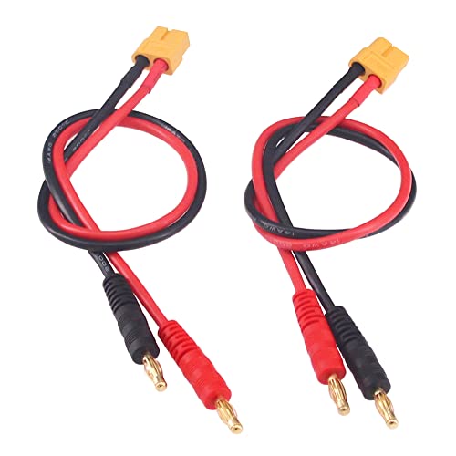 OliYin 2 x XT60 auf 4.0 Bananenstecker RC Batterie-Ladekabel 14 AWG Silikondraht 30 cm (2 Stück) von OliYin