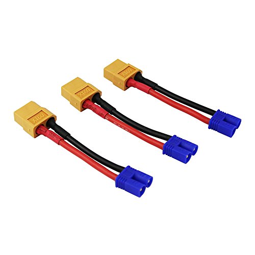 OliYin 3 stücke EC2 Stecker auf XT60 Buchse Adapter mit 1,96 inch / 5 cm 16awg Draht für RC Lipo Batterie Auto (Packung von 3) von OliYin