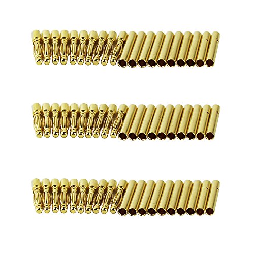 OliYin 30 Paar 2,0mm Vergoldet Männlichen und Weiblichen Kugel Bananenstecker Stecker für DIY RC Batterie ESC Motor von OliYin