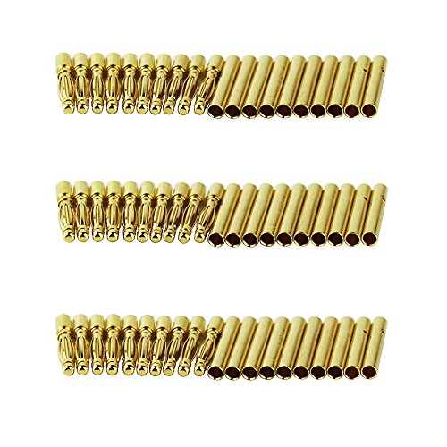 OliYin 30 Paar 2,0mm Vergoldet Männlichen und Weiblichen Kugel Bananenstecker Stecker für DIY RC Batterie ESC Motor OliYin 30 Paar 2,0mm Vergoldet Männlichen und Weiblichen Kugel Bananenstecker Stecker für DIY RC Batterie ESC Motor von OliYin
