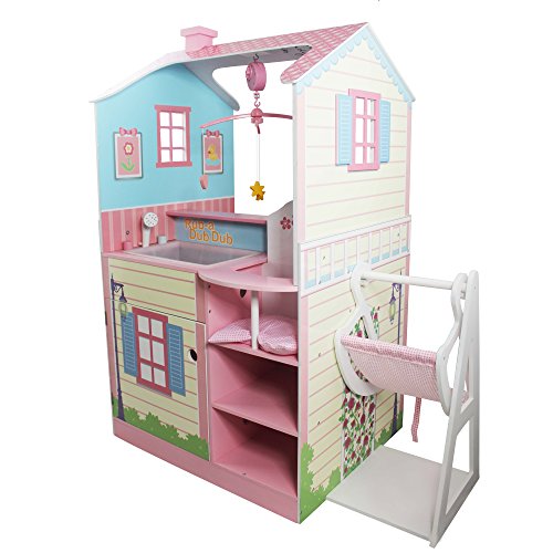 Olivia's Little World 2 En 1 Puppenhaus Und Wickelstation Wickletisch Spielset Für Puppen Aus Holz Mit Hochstuhl TD-11460A von Olivia's Little World