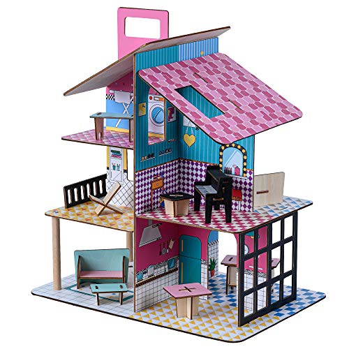 Olivia's Little World 360 Kinder Puppenhaus Aus Holz 3,5" Puppen & 12 Zubehör Mehrfarben TD-13260C von Olivia's Little World