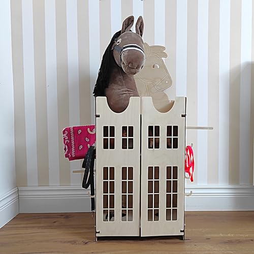 Hobby Horse Stall, Stall 2 Pferde, Holzstall fur 2 Steckenpferd, Steckenpferdständer, Hobby Horse ständer von OliwoodCnc