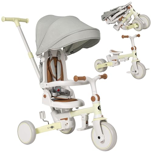 Olmitos - Evolutionäres 5-in-1-Baby-Dreirad - Kinderfahrrad ab 1 Jahr bis 5 Jahren - vom Dreirad zum Fahrrad mit oder ohne Pedale - anpassbar und transformierbar (Grün) von Olmitos