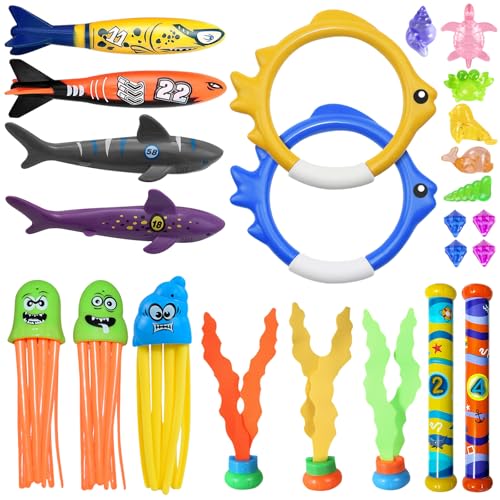 Olycism Pool Spielzeug für Kinder 24 Stück Tauchspielzeug mit Tauchringe Tauchen Stöcke Tauchen Torpedo Unterwasser Training Tauchen Spiel Sommer Schwimmen Olycism Pool Spielzeug für Kinder 24 Stück Tauchspielzeug mit Tauchringe Tauchen Stöcke Tauchen Torpedo Unterwasser Training Tauchen Spiel Sommer Schwimmen von Olycism