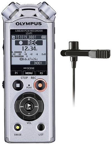 Olympus Digitales Diktiergerät LS-P1 Lavalier Kit Aufzeichnungsdauer (max.) 123h Silber von Olympus