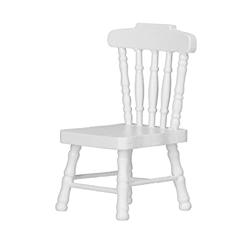 Omabeta Mini Baby Dolls Stuhl, fest und robust Puppenmöbel Retro Style Design 1/12 Puppenhauszubehör für Puppenhäuser für Babypuppen(Weißer einfacher Autostuhl aus Holz) von Omabeta