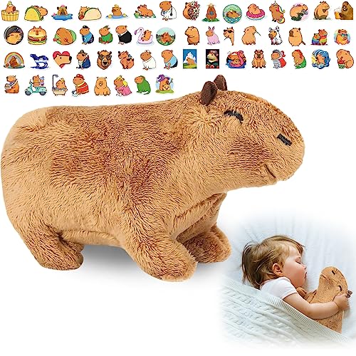 Omlalayi Capybara Kuscheltier,Wasserschwein,Capybara Plüschtier XXL,Capybara Bettwäsche,Meerschweinchen Kuscheltier,Plush Toy mit Wasser-Meerschweinchen-Aufklebern,Geschenke für Kinder(20cm) von Omlalayi