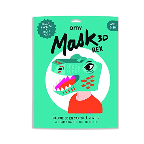 OMY DEGUEMENT 3D-Rex-Maske, mehrfarbig, 26,5 x 26,5 x 29 cm von Omy