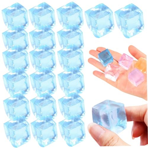 20pcs Eiswürfel Stresskugel 0,9 Zoll Flexible Silikon Transparent Ice Block Squeeze Spielzeug Stressbälle tragbares Waschkugel Stressbekämpfung Spielzeug für Büro, Geburtstagsgeschenke Party Gef von OnIUeZky