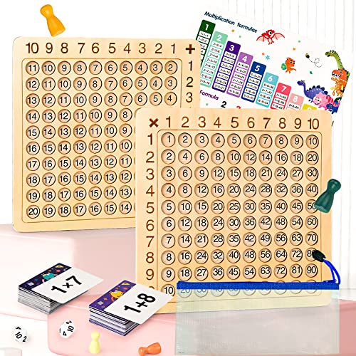 OneNine Hölzerne Montessori Multiplikation & Addition 2 in 1 Mathe Board Game, 1x1 Rechnen Lernen Spiel Multiplikationsbrett Multiplikationslehrmittel für Die Frühkindliche Bildung von OneNine