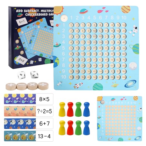 OneNine 4 in 1 Multiplikationsbrett, 1x1 Lernen Spiel für Grundschüler, Montessori Spielzeug Multiplikationstafel, Rechnen Spiel Spaß für Rechenprofis, Lernen Leichtgemacht von OneNine
