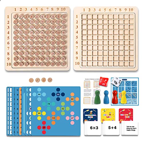 OneNine Hölzerne Montessori Multiplikation 20 in 1 Mathe Board Game, 1x1 Rechnen Lernen Spiel Multiplikationsbrett Multiplikationslehrmittel für Die Frühkindliche Bildung von OneNine