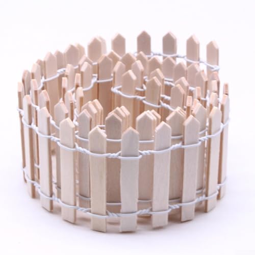 Oniissy Gartenzaun aus Holz, 90 x 5 cm, kleine Landschaftsdekoration für Bastelarbeiten, Sukkulenten, Blumentöpfe, Spielzeughäuser, weißbraun, natürlich zum Dekorieren von Miniaturgärten oder von Oniissy