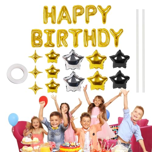Alles Gute zum Geburtstag-Hintergrund, alles Gute zum Geburtstag-Schild,Geburtstagsparty-Luftballons - Geburtstagshintergrund mit 12 Sternenballons, aufblasbares Dekorationsballon-Set für Kinder, Erwa von Onkujlpst