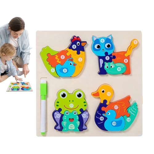Holzpuzzles für Kleinkinder,Tier-Holzpuzzle | Intelligenz-Rätsel-Spielzeug - Doppelseitiges, lustiges, neuartiges 3D-Tier-Holzpuzzle für Kinder, STEM-Intelligenzbildung von Onkujlpst