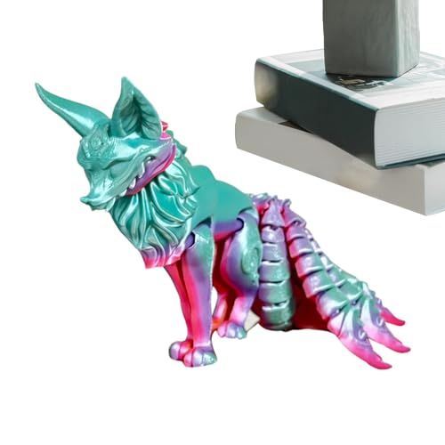 Onkujlpst 3D-gedrucktes Fuchsspielzeug,3D-Gedruckter Fuchs flexibel,Neunschwänziger Fuchs Fidget Toy Surprise - Dekoratives, sammelbares DIY-Spielzeug zum Stressabbau, von Onkujlpst