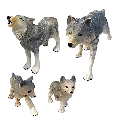 Onkujlpst 4 Stücke Wolf Spielzeug Figuren Wolf Tierfigur Spielzeug Realistische Wald Tier Figuren Wolf Modell Ornamente Kinder Natur Wissenschaft Spielzeug Kuchen Top per Für Jungen Und Mädchen von Onkujlpst