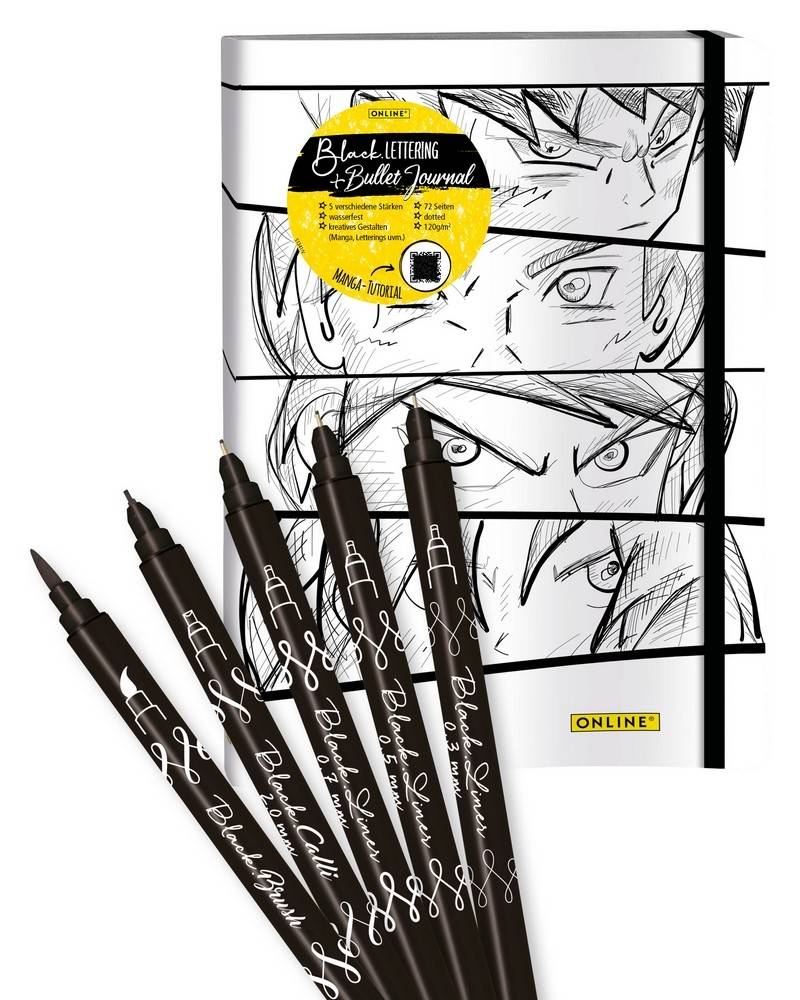Online Bullet Journal Manga & Black Lettering Set von Online