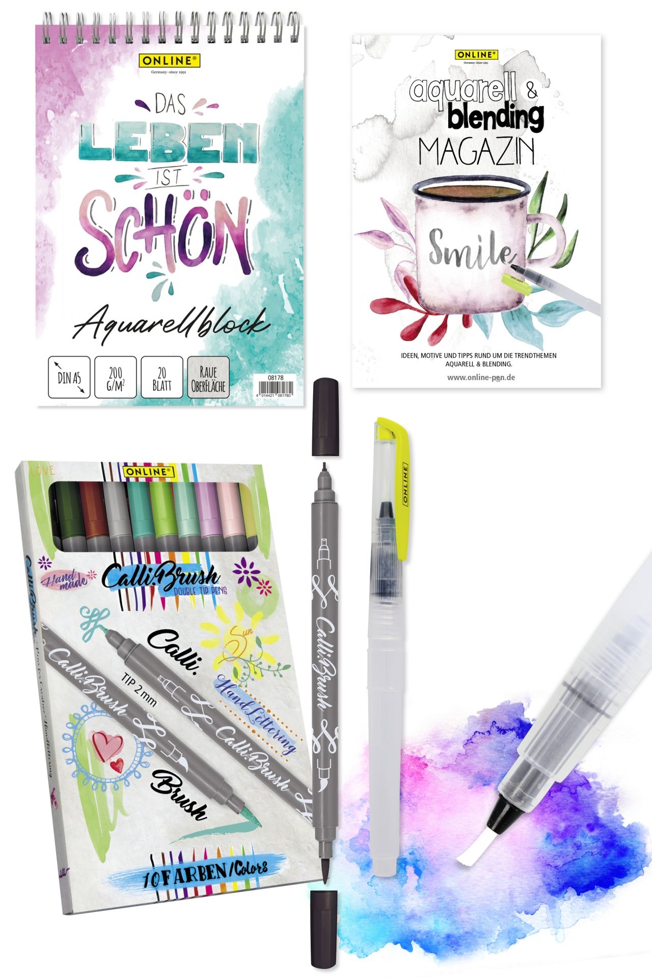 Online Calli.Brush Aquarell & Blending Starter Set Online Calli.Brush Aquarell & Blending Starter Set von Online