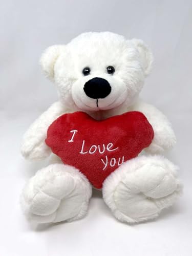 Online street Weißer Teddybär mit rotem Herz und Aufschrift "I Love You", 26,7 cm von OnlineStreet