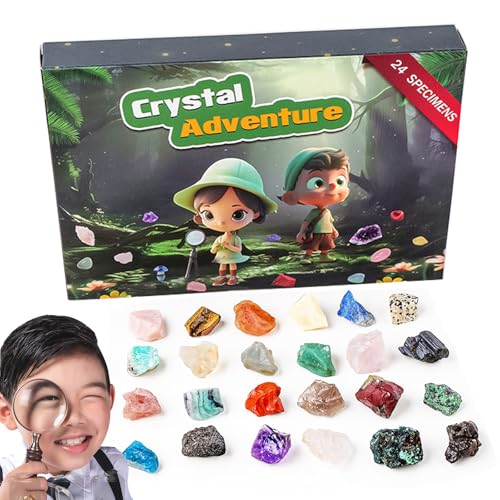 24 Stück Glückssteine für Kinder,Onlvmyur Glücksbringer Kinder Natürlich Glücksbringer Steine Bunte Magische Steine Rohstein Blinde Kiste für Kindergeburtstag Gastgeschenke Sammlung von Onlvmyur