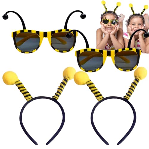 Onlvmyur 4 Stück Bienen Kostüm Accessoire Set Biene Stirnband Biene Brille Gelber Bär Haarband für Erwachsene Kinder Karneval Party Cosplay Onlvmyur 4 Stück Bienen Kostüm Accessoire Set Biene Stirnband Biene Brille Gelber Bär Haarband für Erwachsene Kinder Karneval Party Cosplay von Onlvmyur
