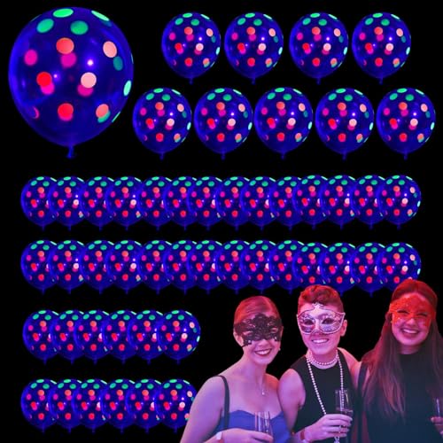 Neonballons leuchten im Dunkeln, 50 Stück 12 Zoll leuchtende Partyballons UV-reaktiv leuchtende Ballons, fluoreszierende Luftballons, die im Dunkeln leuchten, Partyzubehör, Partydekorationen für Tanzp von Onlynery