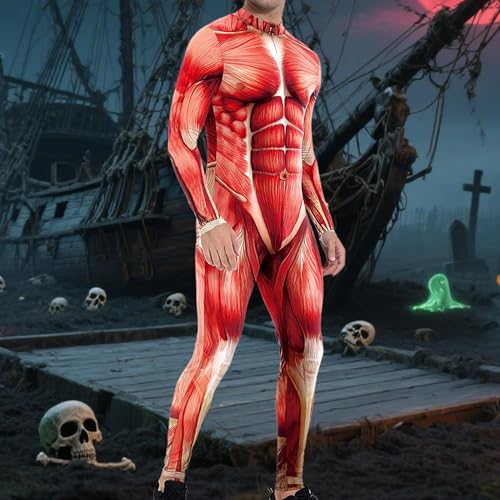 Onlynery Muskel Body Suit Kostüm, Muskel Anatomie Anatomische Körperstruktur Bodysuit Kostüm, Ganzkörper Catsuit Für Verkleidungspartys Karneval Cosplay von Onlynery