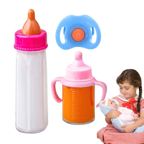 Onlynery Zauberflaschen für Puppen,3 Stück magische Babyflasche für Puppenzubehör - Verschwindende Milch- und Saftflaschen, Puppen-Fütterungsspielzeug-Set mit Schnuller Onlynery Zauberflaschen für Puppen,3 Stück magische Babyflasche für Puppenzubehör - Verschwindende Milch- und Saftflaschen, Puppen-Fütterungsspielzeug-Set mit Schnuller von Onlynery